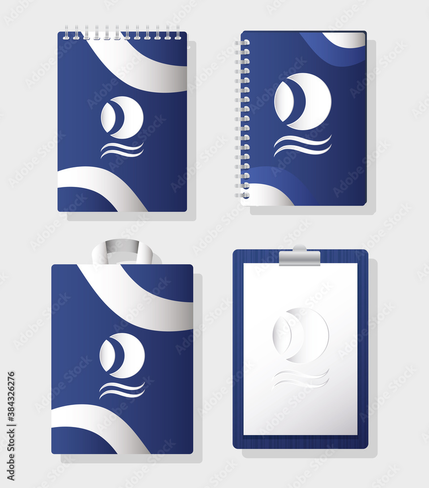 Poster notebooks and set branding icons