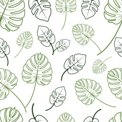 Floral seamless pattern with tropical leaf palm. Seamless pattern of leaves monstera. summer seamless pattern vector floral background
