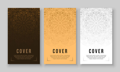Fototapeta premium Luxury mandala background with floral ornament pattern. Hand drawn mandala design. Vector mandala template for decoration invitation, cards, wedding, logos, cover, brochure, flyer, banner.