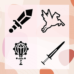Simple set of cavalry related filled icons
