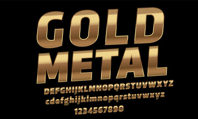 Metallic gradient font. Metal gradient. Silver text. Gold surface. Chrome effect. Metallic lettering. Alphabet letter. Vector set. Typeface glowing text effect. Set steel letters. Bold font alphabet.