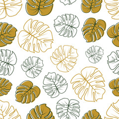Floral seamless pattern with tropical leaf palm. Seamless pattern of leaves monstera. summer seamless pattern vector floral background
