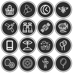 16 pack of flying  lineal web icons set