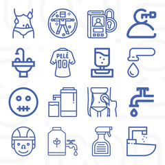 16 pack of sweat  lineal web icons set