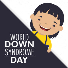 world down syndrome day lettering with little boy