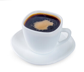 black coffee in a coffee cup an  isolated on white background