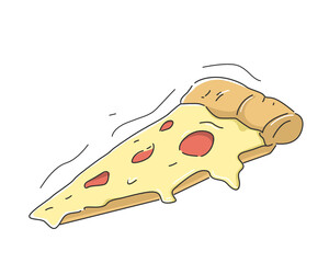 vector illustration a slice of pizza melted mozarella with sausage