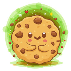 Cute Choco Chip Cookies kawaii cartoon character
