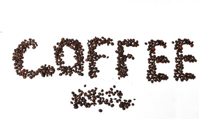 coffee word made of coffee beans