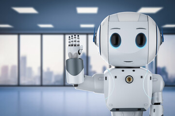 cute artificial intelligence robot hand up