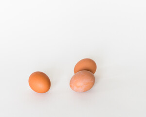 Brown eggs in the white background 