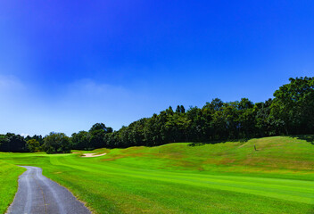Obraz premium ゴルフ フェアウェイ 青空 【日本のゴルフ場のイメージ】