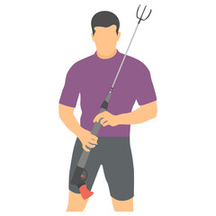 
Fisherman holding a fishing rod 
