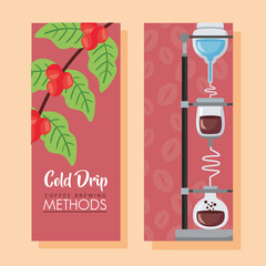 coffee brewing methods poster with cold drip maker and plant