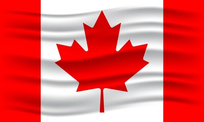 Illustration of waving Canada flag. Vector Illustration.