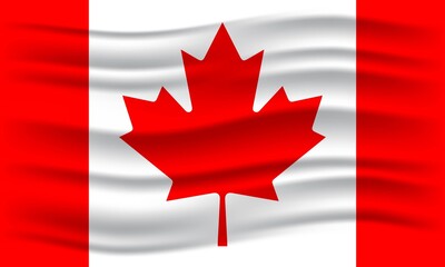 Illustration of waving Canada flag. Vector Illustration.