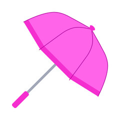 The pink umbrella. Flat design. Isolated icon on white background. Vector illustration.