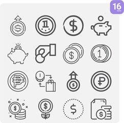 Simple set of nickel related lineal icons.