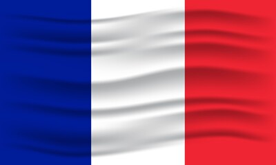 Illustration of waving France flag. Vector Illustration.