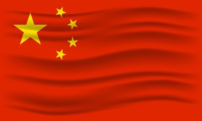 Illustration of waving China flag. Vector Illustration.