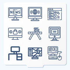 Simple set of 9 icons related to upper side