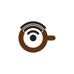 Cup or Mug with signal logo design vector