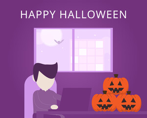 Happy Halloween at office vector