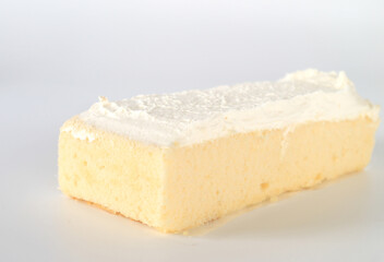 Milk Cake Saffron on white background.