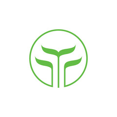 Circle with leaf logo design vector