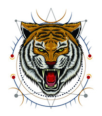 Tiger roar vector illustration design.