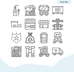 Simple set of urban related lineal icons.