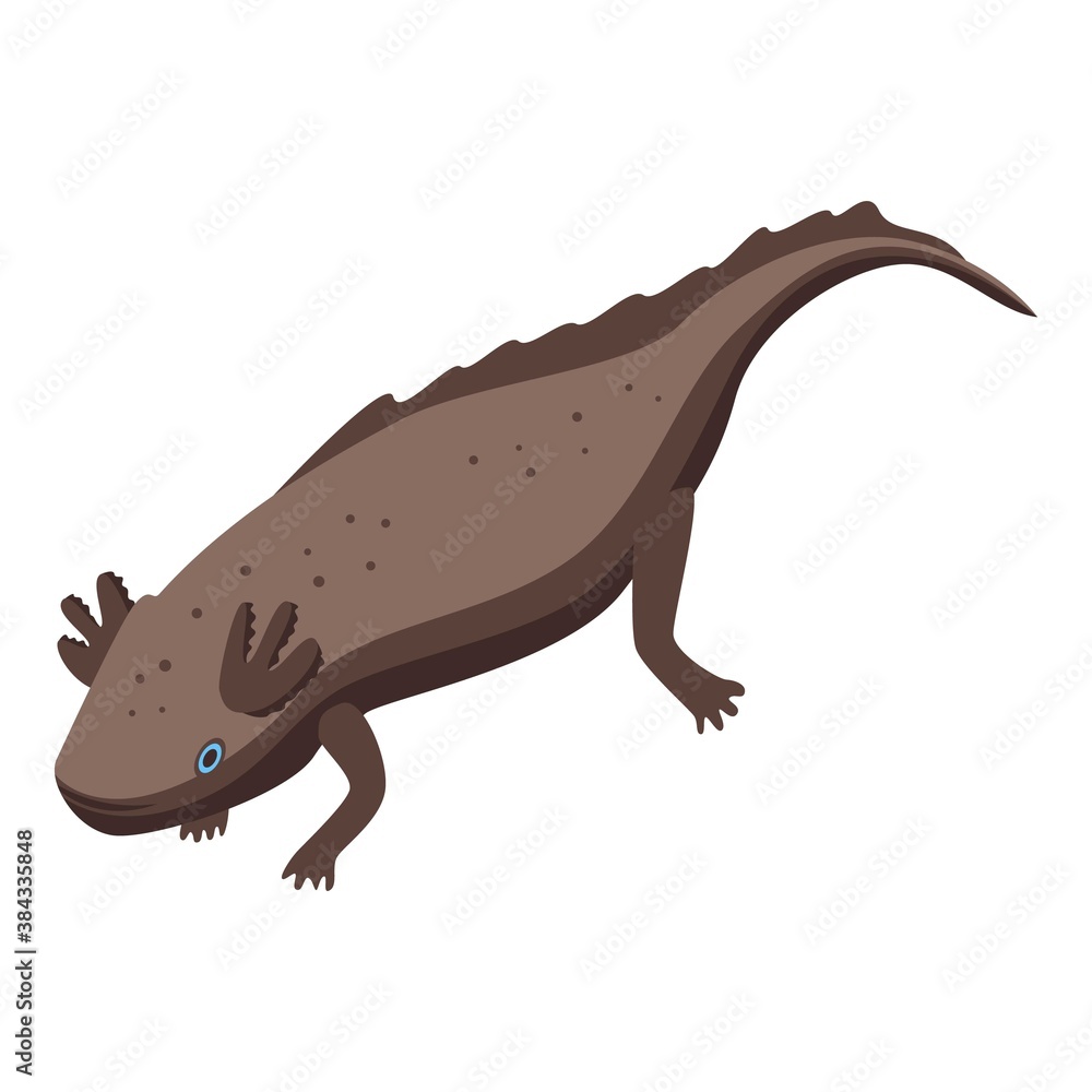 Poster endangered axolotl icon. isometric of endangered axolotl vector icon for web design isolated on whit