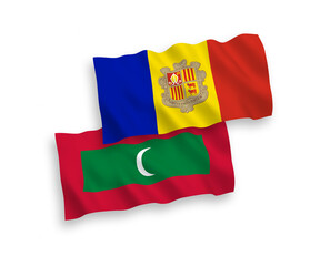 Flags of Maldives and Andorra on a white background