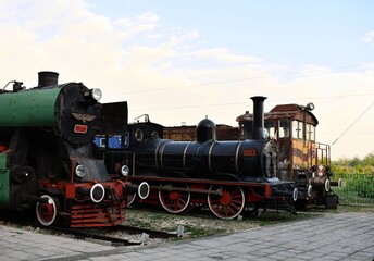 Old locomotive iron equipment rusty machine train parking closeup background