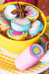 cup of chocolate with marshmallows and cinnamon