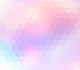 Hexagon mosaic background, abstract purple blue honeycomb icy vector design.