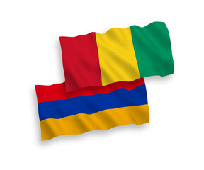 Flags of Guinea and Armenia on a white background