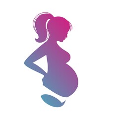Naklejka na ściany i meble Silhouette of a pregnant girl