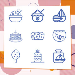Simple set of 9 icons related to onion