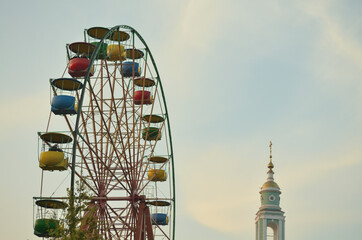 Ferris wheel in the Park . Russia city of Tambov .