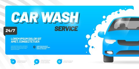 Vector layout design for car wash service. Adapt to billboard, flyer, or banner.