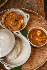 set of southern rice curry style, vintage tone