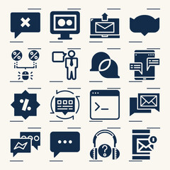 Simple set of conversation related filled icons.