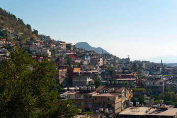 Naklejka premium Hatay/Turkey- September 13 2020: Panoramic view of the city of Hatay from the hill where St. Pierre Church is located