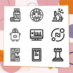 Simple set of 9 icons related to business enterprise