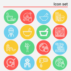 16 pack of mixing  lineal web icons set