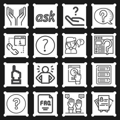 16 pack of begging  lineal web icons set