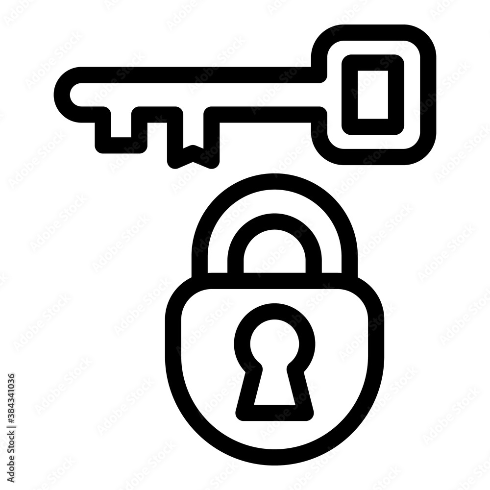 Poster key padlock reliability icon. outline key padlock reliability vector icon for web design isolated on