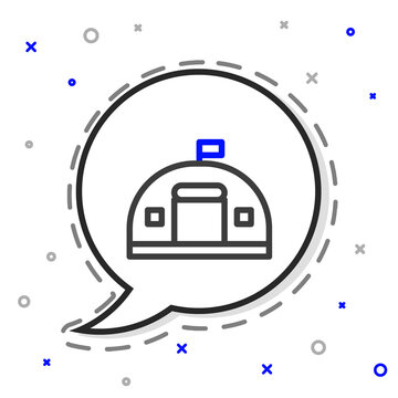 recommend clip art: Line Military barracks station icon isolated on white background. Airstrikes architecture army. Colorful outline concept. Vector.