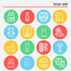 16 pack of garments  lineal web icons set